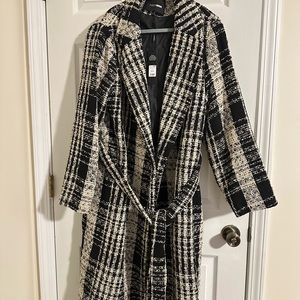 Black and White Plaid Coat